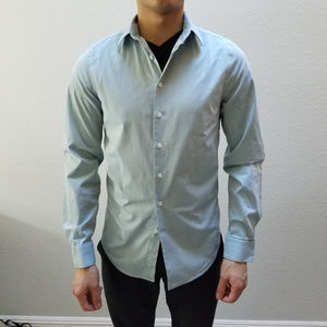Express Men's 1MX Green Dress Shirt XS Fitted